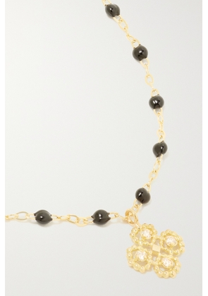 Gigi Clozeau - Classic Gigi Lucky Clover 18-karat Gold, Resin And Diamond Necklace - Black - One size