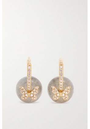 Sydney Evan - Butterfly 14-karat Gold, Labradorite And Diamond Earrings - Gray - One size