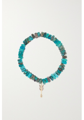 Sydney Evan - Small Arrow 14-karat Gold, Turquoise And Diamond Bracelet - Blue - One size