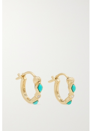 Sydney Evan - 14-karat Gold, Turquoise And Diamond Hoop Earrings - One size