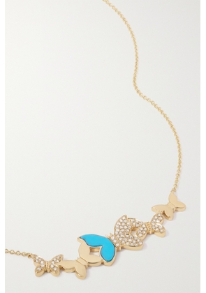 Sydney Evan - Small Butterfly 14-karat Gold, Diamond And Turquoise Necklace - One size
