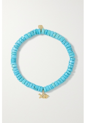 Sydney Evan - Tiny Pure Xo 14-karat Gold And Turquoise Bracelet - Blue - One size