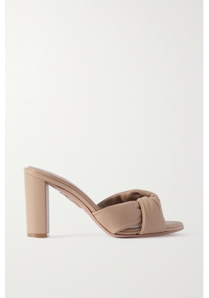 Aquazzura - Olie Knotted Leather Mules - Neutrals - IT36,IT37,IT37.5,IT38,IT38.5,IT39,IT39.5,IT40,IT40.5,IT41,IT41.5,IT42
