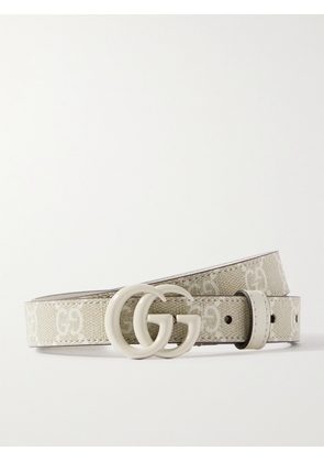 Gucci - Gg Marmont Printed Coated-canvas And Leather Belt - Neutrals - 70,75,80,85,90,95,100