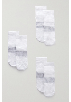 lululemon - Power Stride Ankle Set Of Three Stretch-knit Socks - White - S,M,L