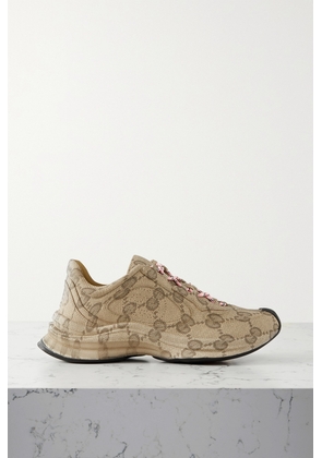 Gucci - Rubber-trimmed Coated-canvas Jacquard Sneakers - Neutrals - IT36,IT37,IT37.5,IT38,IT38.5,IT39,IT39.5,IT40,IT41
