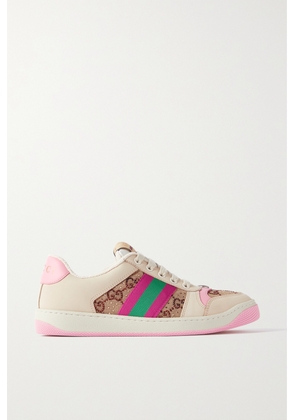 Gucci - Screener Embellished Canvas And Leather Sneakers - Neutrals - IT34,IT34.5,IT35,IT35.5,IT36,IT36.5,IT37,IT37.5,IT38,IT38.5,IT39,IT39.5,IT40,IT40.5,IT41,IT41.5,IT42