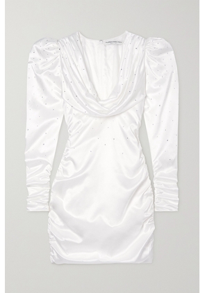 Alessandra Rich - Draped Crystal-embellished Duchesse Silk-satin Mini Dress - White - IT36,IT38,IT40,IT42,IT44,IT46