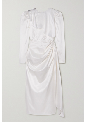 Alessandra Rich - Embellished Draped Silk-satin Midi Dress - White - IT36,IT38,IT40,IT42,IT44,IT46