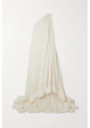 Lanvin - One-shoulder Ruffled Plissé-crepe De Chine Gown - White - FR34,FR36,FR38,FR40,FR42,FR44,FR46