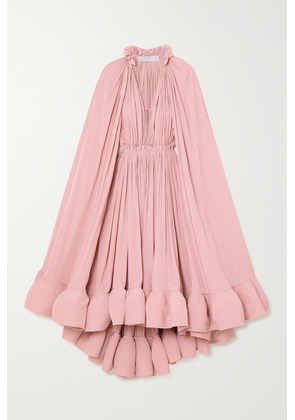 Lanvin - Cape-effect Tie-detailed Ruffled Crepe Dress - Pink - FR34,FR36,FR38,FR40,FR42,FR44,FR46