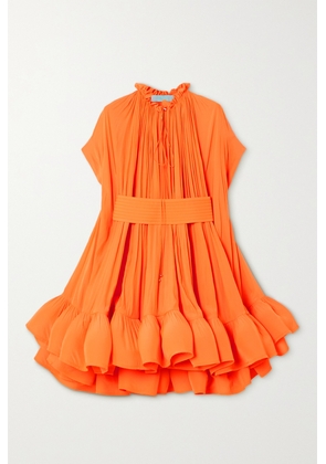 Lanvin - Cape-effect Belted Charmeuse Mini Dress - Orange - FR34,FR36,FR38,FR40,FR42,FR44,FR46