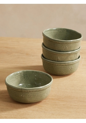 Soho Home - Hillcrest Set Of Four 16cm Glazed Stoneware Cereal Bowls - Green - One size