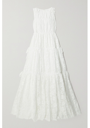 Erdem - Isla Tie-detailed Tiered Cotton-blend Lace Gown - White - UK 6,UK 8,UK 10,UK 12,UK 14,UK 16