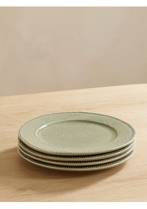 Soho Home - Hillcrest Set Of Four 28cm Glazed Stoneware Dinner Plates - Green - One size