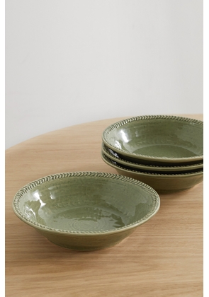 Soho Home - Hillcrest Set Of Four 22cm Glazed Stoneware Pasta Bowls - Green - One size