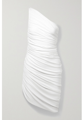 Norma Kamali - Diana One-shoulder Ruched Stretch-jersey Mini Dress - White - xx small,x small,small,medium,large,x large
