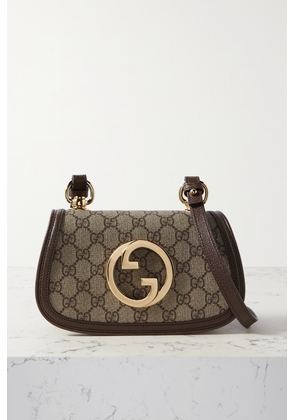 Gucci - Blondie Textured Leather-trimmed Printed Coated-canvas Shoulder Bag - Neutrals - One size
