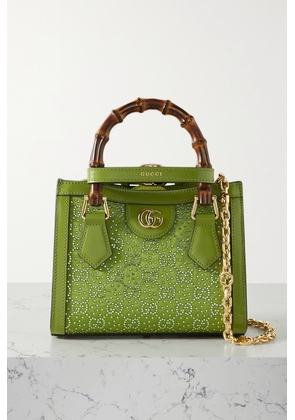 Gucci - Mini Rich Leather-trimmed Crystal-embellished Faille Shoulder Bag - Green - One size
