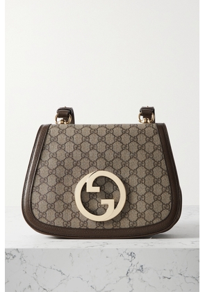Gucci - Blondie Leather-trimmed Printed Coated-canvas Shoulder Bag - Gray - One size