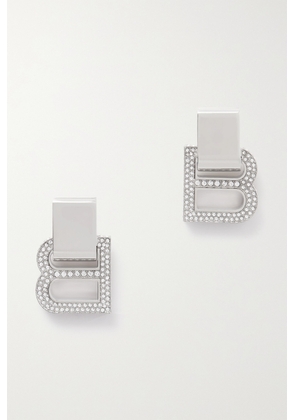 Balenciaga - Hourglass Crystal-embellished Silver-tone Earrings - One size