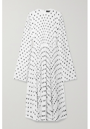Balenciaga - Pleated Polka-dot Crepe Midi Dress - White - FR34,FR36,FR38,FR40,FR42