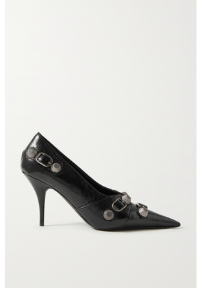 Balenciaga - Cagole Studded Crinkled-leather Pumps - Black - IT36,IT37,IT38,IT39,IT40,IT41