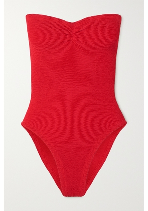 Hunza G - + Net Sustain Brooke Seersucker Bandeau Swimsuit - Red - One size
