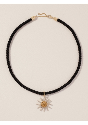 Yvonne Léon - Soleil 9-karat Gold, Cord, Citrine And Diamond Necklace - Black - One size