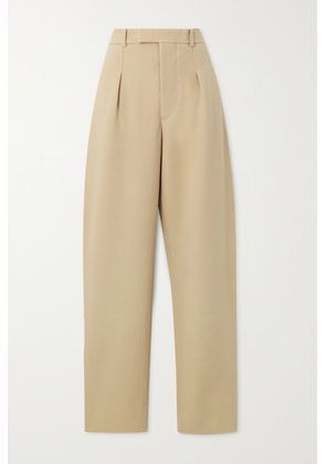 WARDROBE.NYC - + Hailey Bieber Pleated Wool-crepe Wide-leg Pants - Brown - x small,small,medium,large,x large