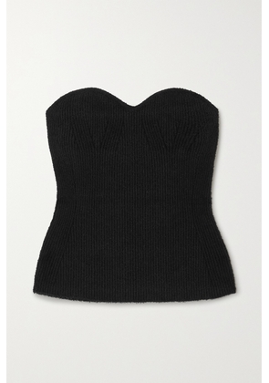 WARDROBE.NYC - Strapless Ribbed Stretch Cotton-blend Bustier Top - Black - x small,small,medium,large,x large
