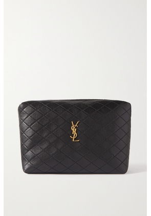 SAINT LAURENT - Quilted Textured-leather Pouch - Black - One size