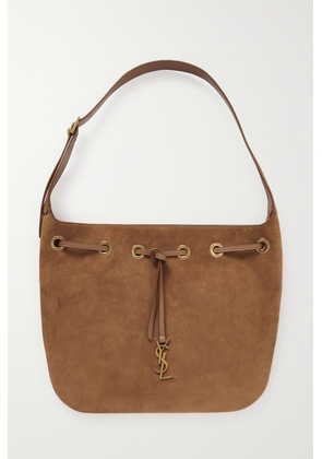 SAINT LAURENT - Paris Vii Medium Leather-trimmed Suede Shoulder Bag - Brown - One size