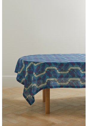 Cabana - Topkapi Printed Linen Tablecloth - Blue - One size
