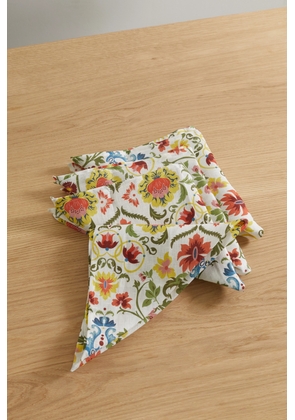 Cabana - Rinascimento Set Of Four Floral-print Linen Napkins - Multi - One size