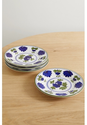 Cabana - Blossom Set Of Four 20cm Ceramic Dessert Plates - Blue - One size