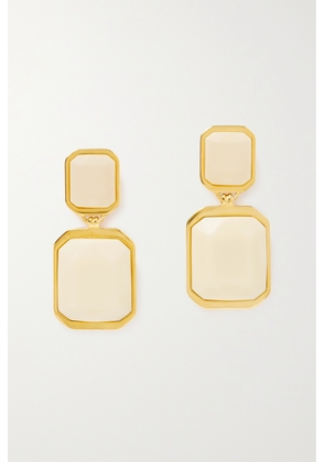 SAINT LAURENT - Gold-tone Resin Clip Earrings - Ivory - One size