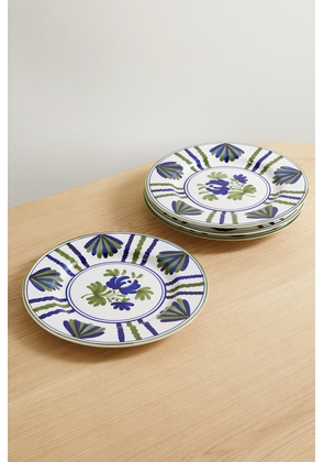 Cabana - Blossom Set Of Four Painted Ceramic Dinner Plates - Multi - One size