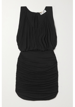 SAINT LAURENT - Gathered Jersey Mini Dress - Black - FR34,FR36,FR38,FR40,FR42