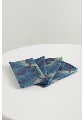 Cabana - Topkapi Set Of Four Printed Linen Napkins - Blue - One size