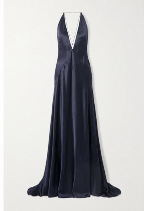 Michael Lo Sordo - Alexandra Open-back Silk-satin Gown - Blue - UK 2,UK 4,UK 6,UK 8,UK 10,UK 12,UK 14