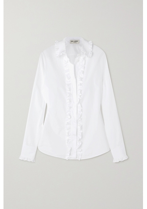 SAINT LAURENT - Ruffled Cotton-poplin Shirt - White - FR34,FR36,FR38,FR40,FR42