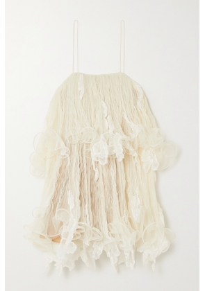Danielle Frankel - Wendell Tiered Ruffled Lace And Tulle Mini Dress - White - US0,US2,US4,US6,US8,US10