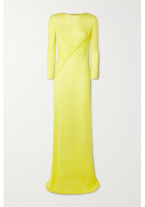SAINT LAURENT - Ruched Jersey Gown - Yellow - FR36,FR38,FR40,FR42