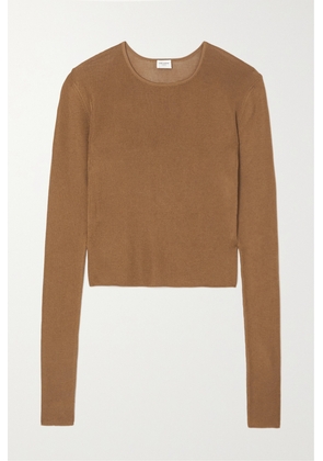 SAINT LAURENT - Cropped Knitted Top - Brown - XS,S,M,L,XL