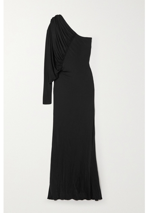 SAINT LAURENT - One-shoulder Ruched Jersey Gown - Black - FR34,FR36,FR38,FR40