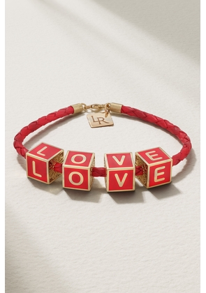 Lauren Rubinski - Love 14-karat Gold, Enamel And Leather Bracelet - One size