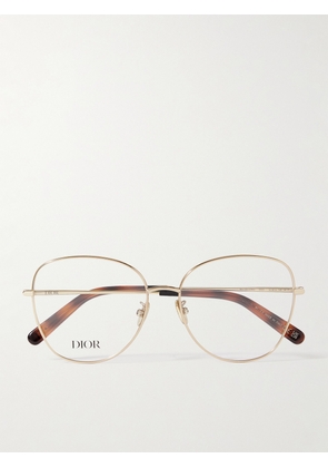 DIOR Eyewear - Mini Cd O B4u Oversized Round-frame Silver-tone And Tortoiseshell Acetate Optical Glasses - Gold - One size
