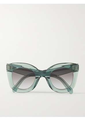 CELINE Eyewear - Oversized Cat-eye Acetate Sunglasses - Green - One size