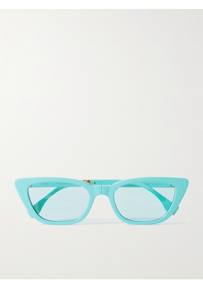 Fendi - Baguette Cat-eye Acetate Sunglasses - Blue - One size